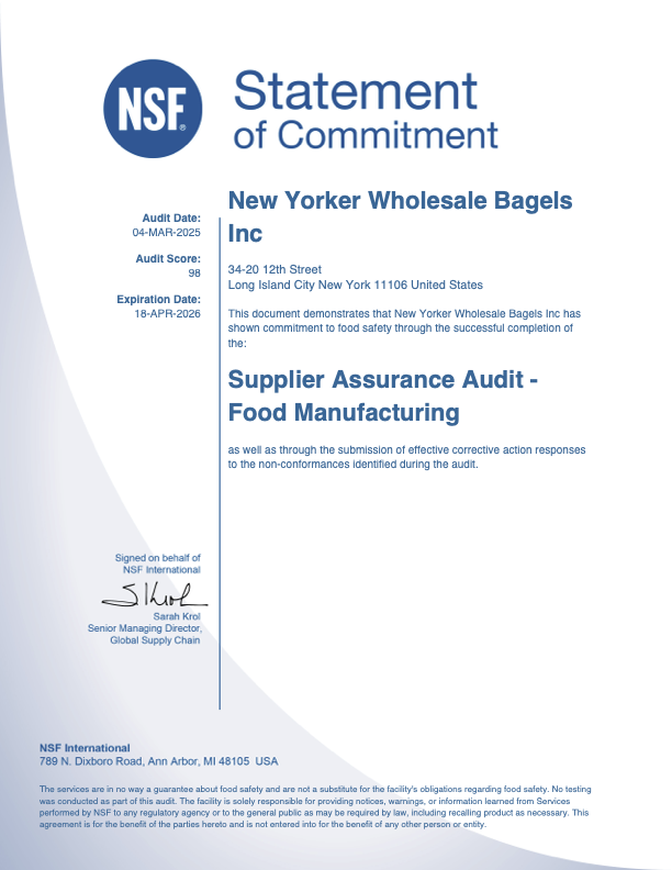 bagel bakery audit
